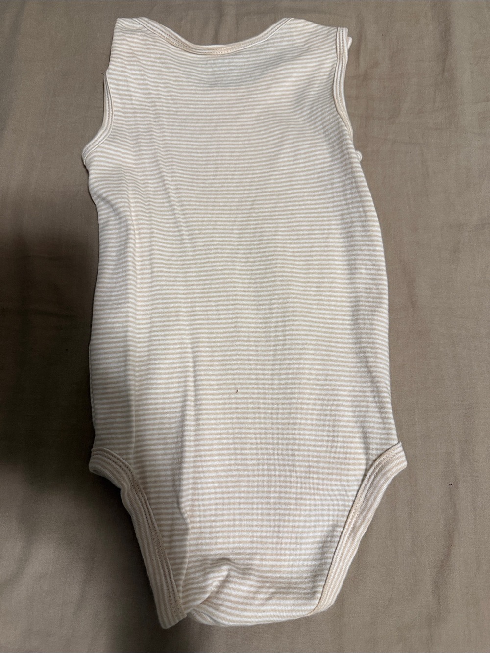NWOT 24 months Carter's Cream and White Striped Sleeveless One-Piece Bodysuit - Picture 2 of 3